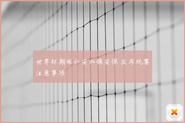 世界杯期间公安加强安保 发布观赛注意事项